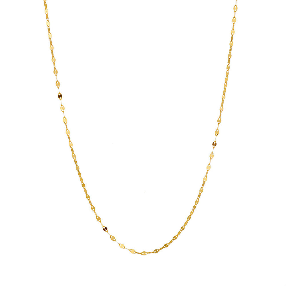 S925 Silver-Plated 18k Gold Tile Plain Chain Necklace Sense Wind Versatile Basic Necklace