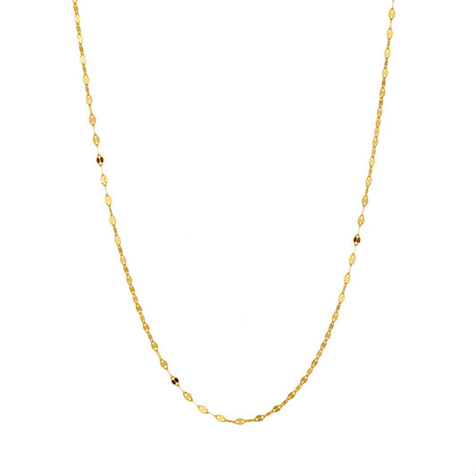 S925 Silver-Plated 18k Gold Tile Plain Chain Necklace Sense Wind Versatile Basic Necklace