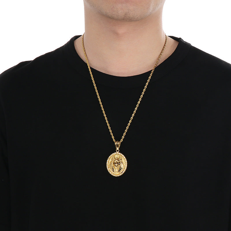 Anubis Pendant For Men Zircon Encrusted Retro Planderful