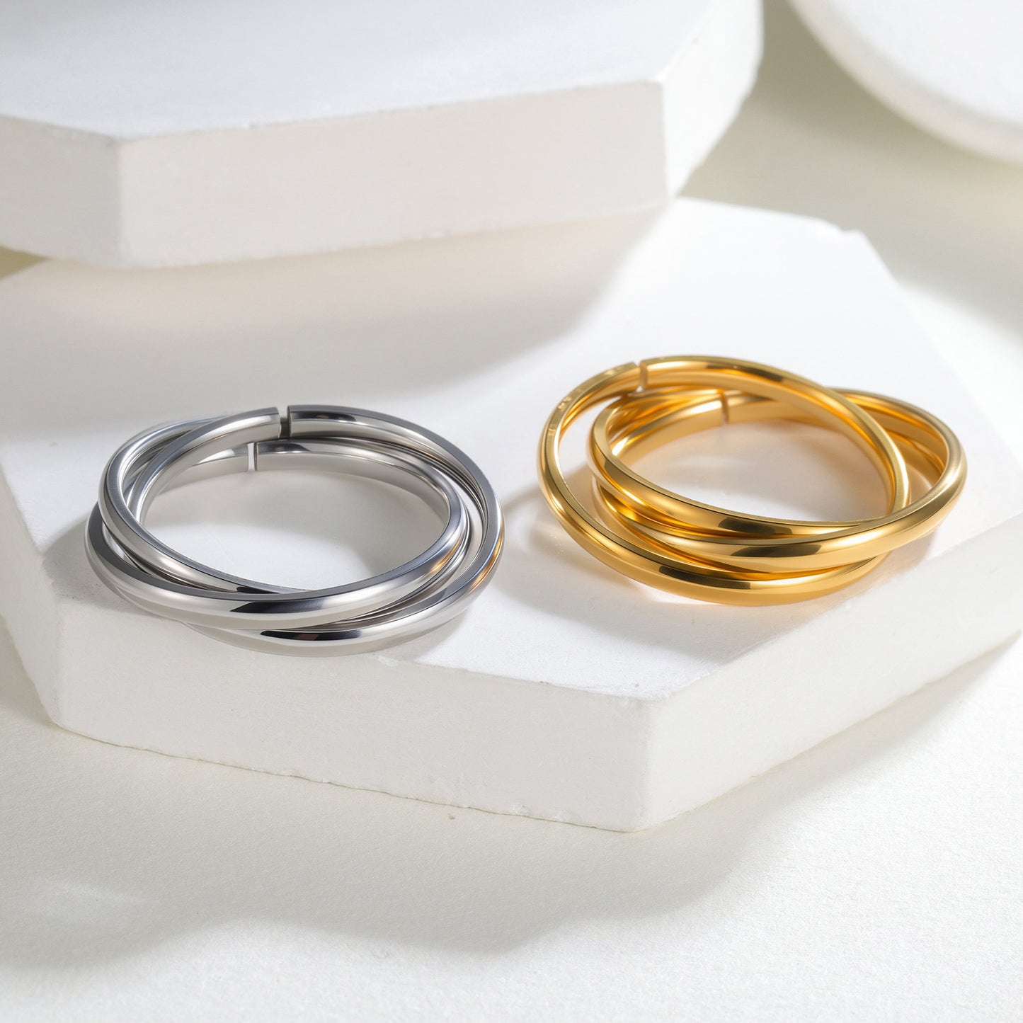 Planderful Three Chain Titanium Steel Ring For Women Gift