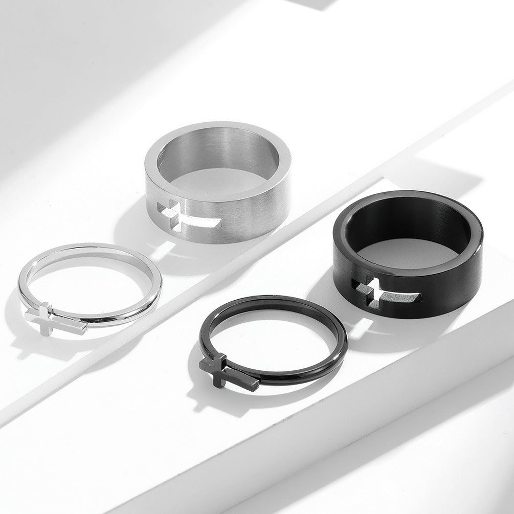 Cross Ring Unisex Elegant Hollow Design For Couples By Planderful Everyday Genie Collection