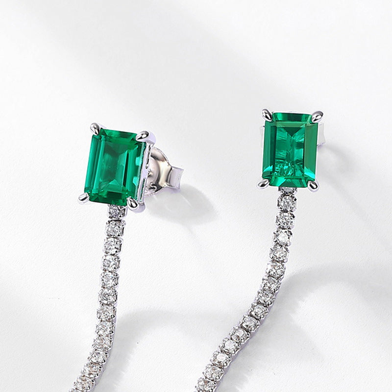 S925 Sterling Silver Lab-Grown Emerald Square Jewelry Collection