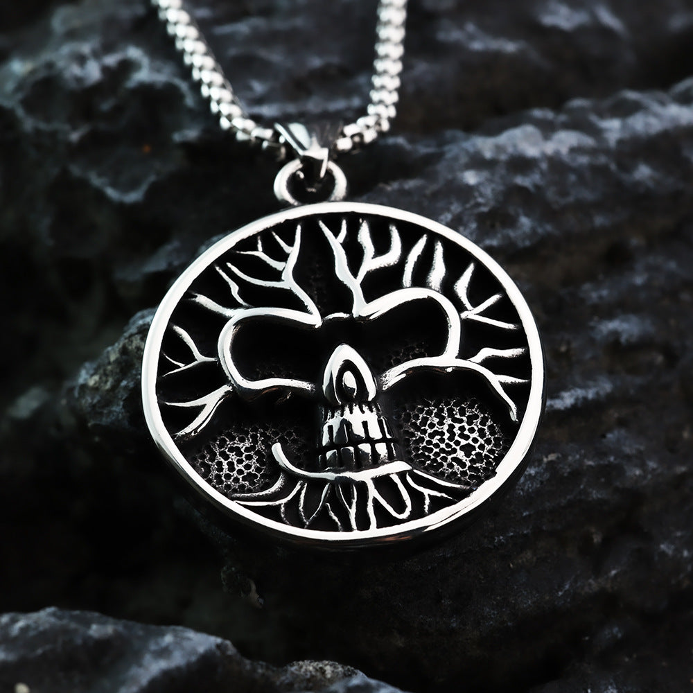 Nordic Retro Stainless Steel Single-Sided Viking Tree Pendant