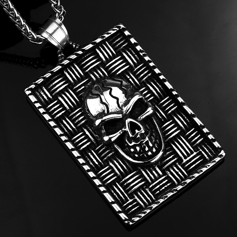 Stainless Steel Retro Jewelry Skull Pendant Necklace for Men
