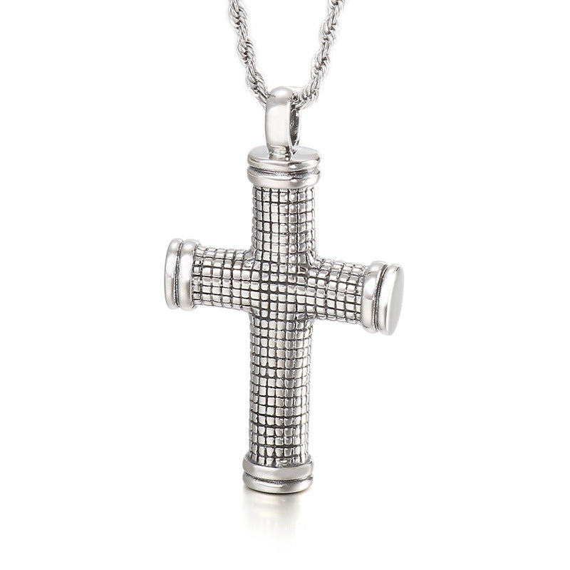 Vintage Cross Titanium Steel Pendant Necklace for Men from Europe and America