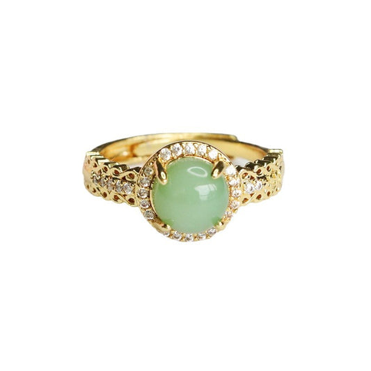 Hetian Jasper Zircon Openwork Ring