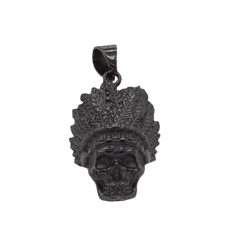 Halloween American Chief Skull Titanium Steel Pendant for Men