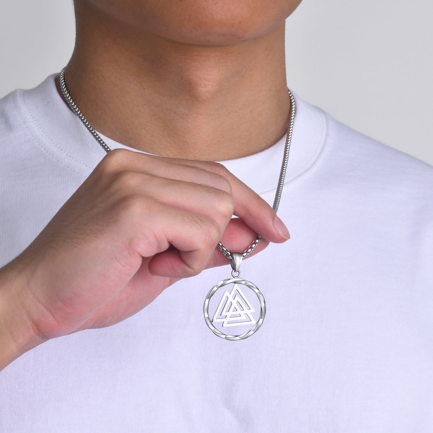 Men's Pendant Necklace Rust Steel Celtic Viking Mobius Symbol