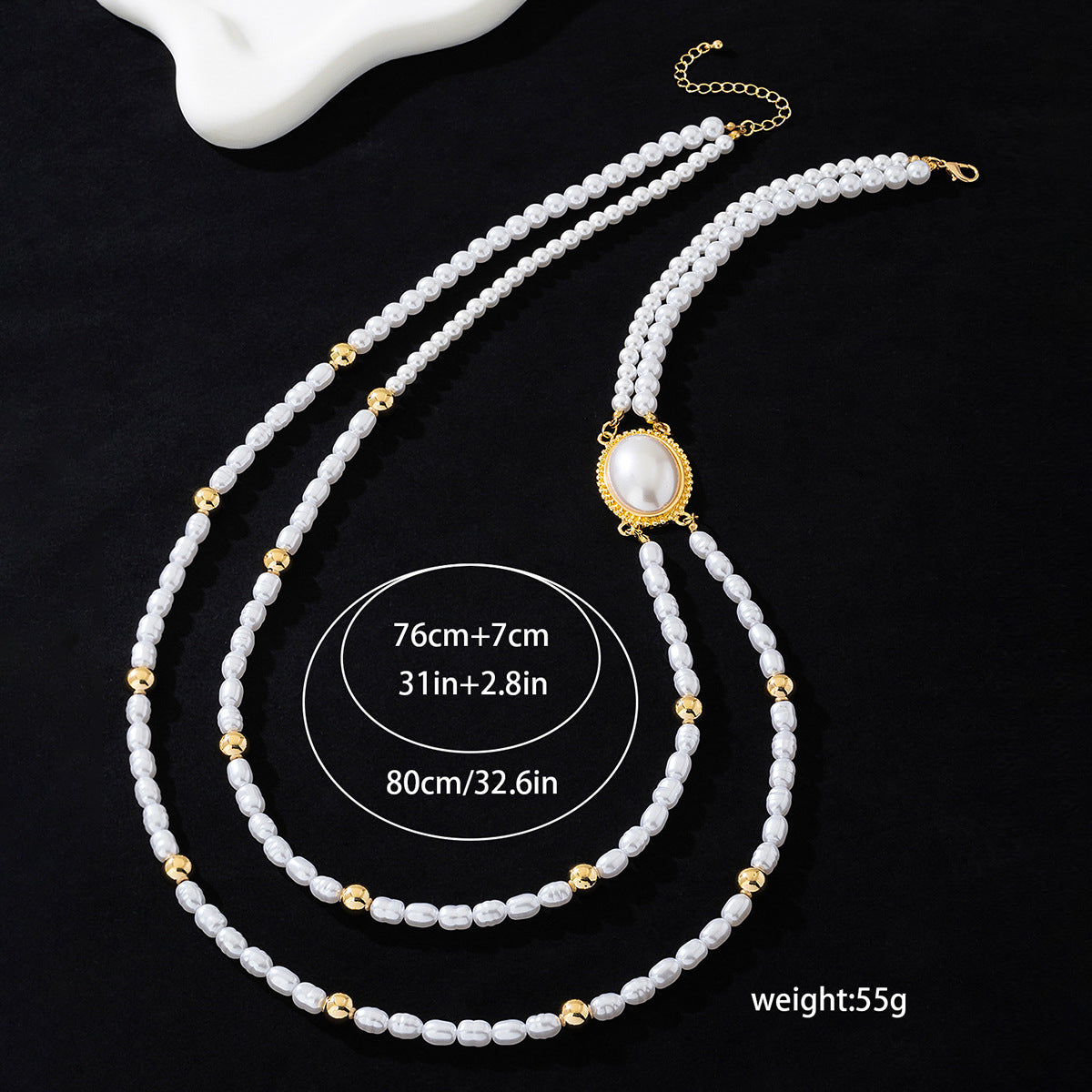 Planderful Vienna Verve Necklace – Elegant Long Design with Imitation Pearls