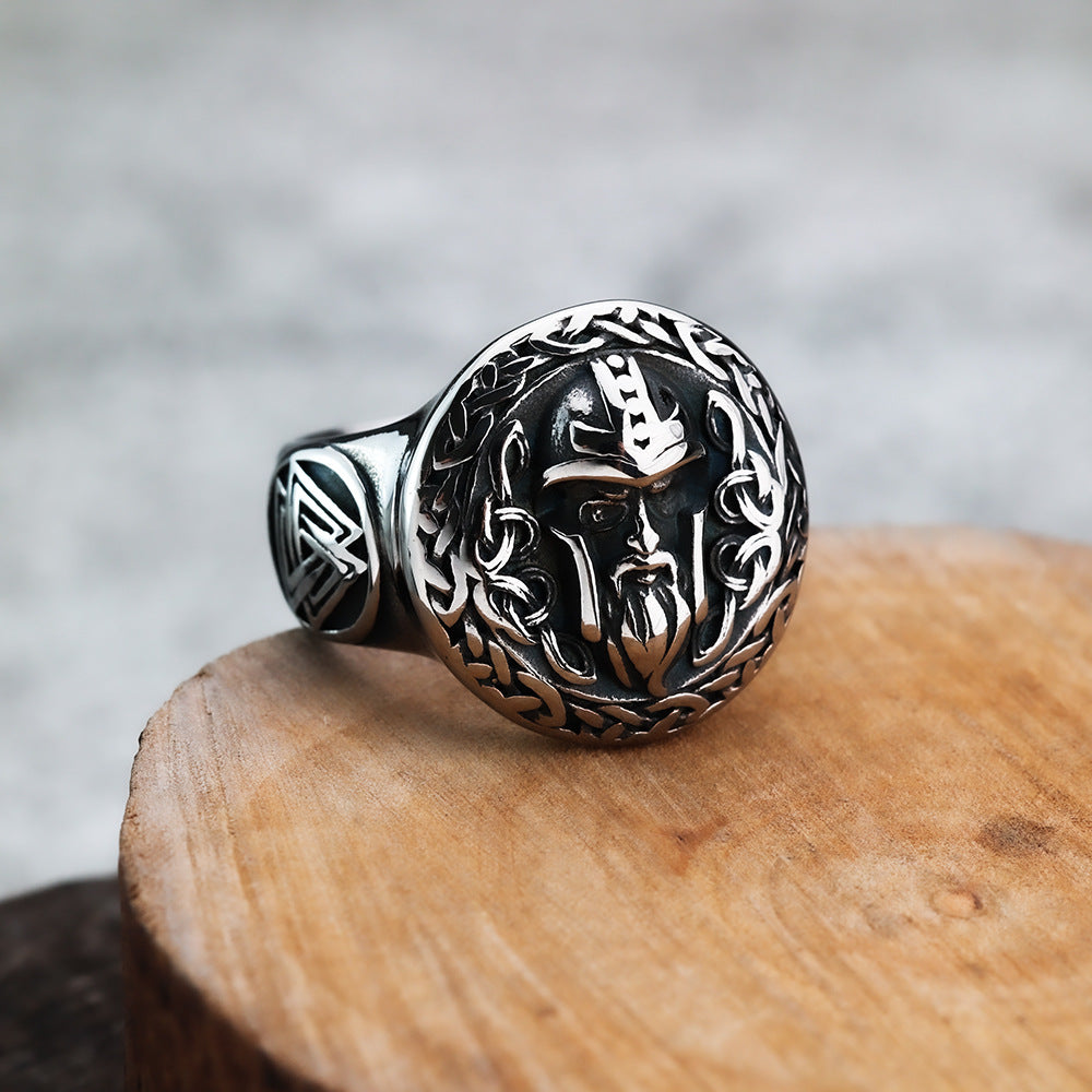 Viking Foreign Trade Collapse Jewelry Titanium Steel Men's Retro Fashion Ring