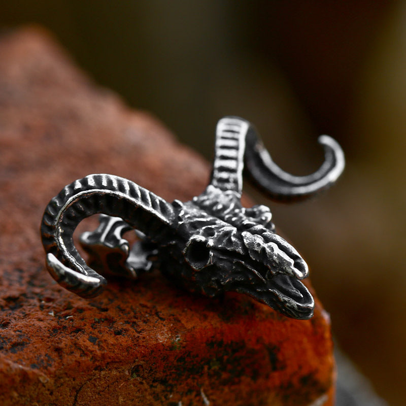 Titanium Steel Vintage Sheep Skull Pendant for Men – Wholesale Retro Jewelry