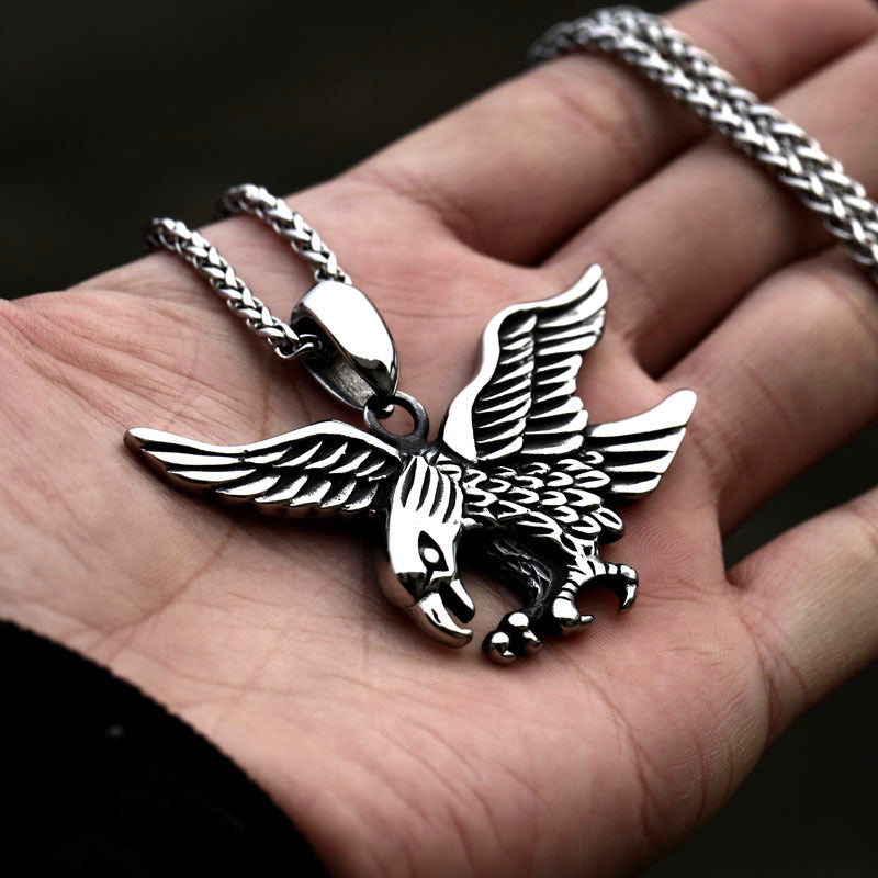 Stainless Steel Eagle Wings Pendant for Men - Trendy Titanium Steel Jewelry