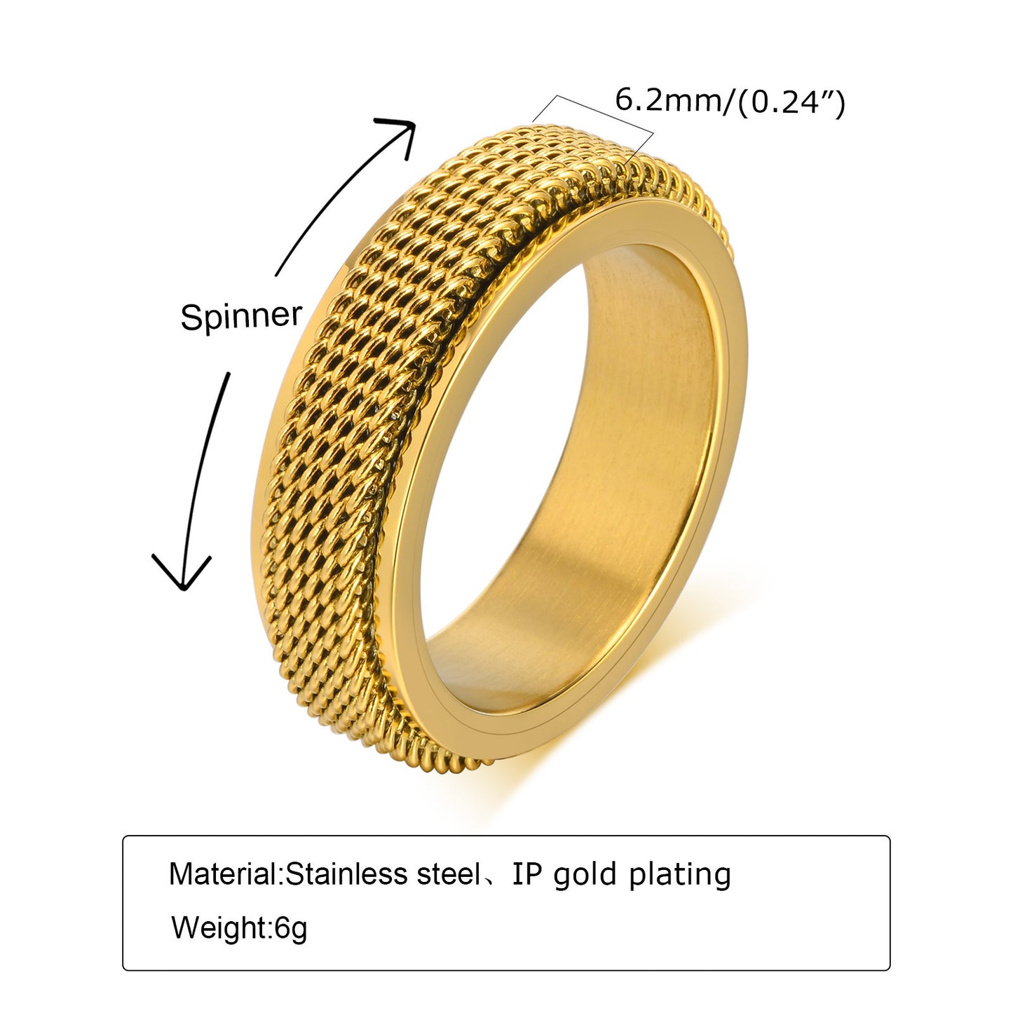 Men's Titanium Steel Ring Stainless Steel Mesh Rotary Ring