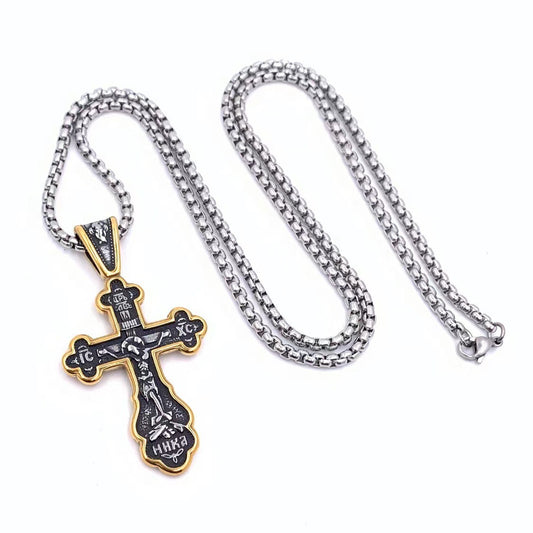 Cross Fashionable Stainless Steel Men's Pendant Necklace