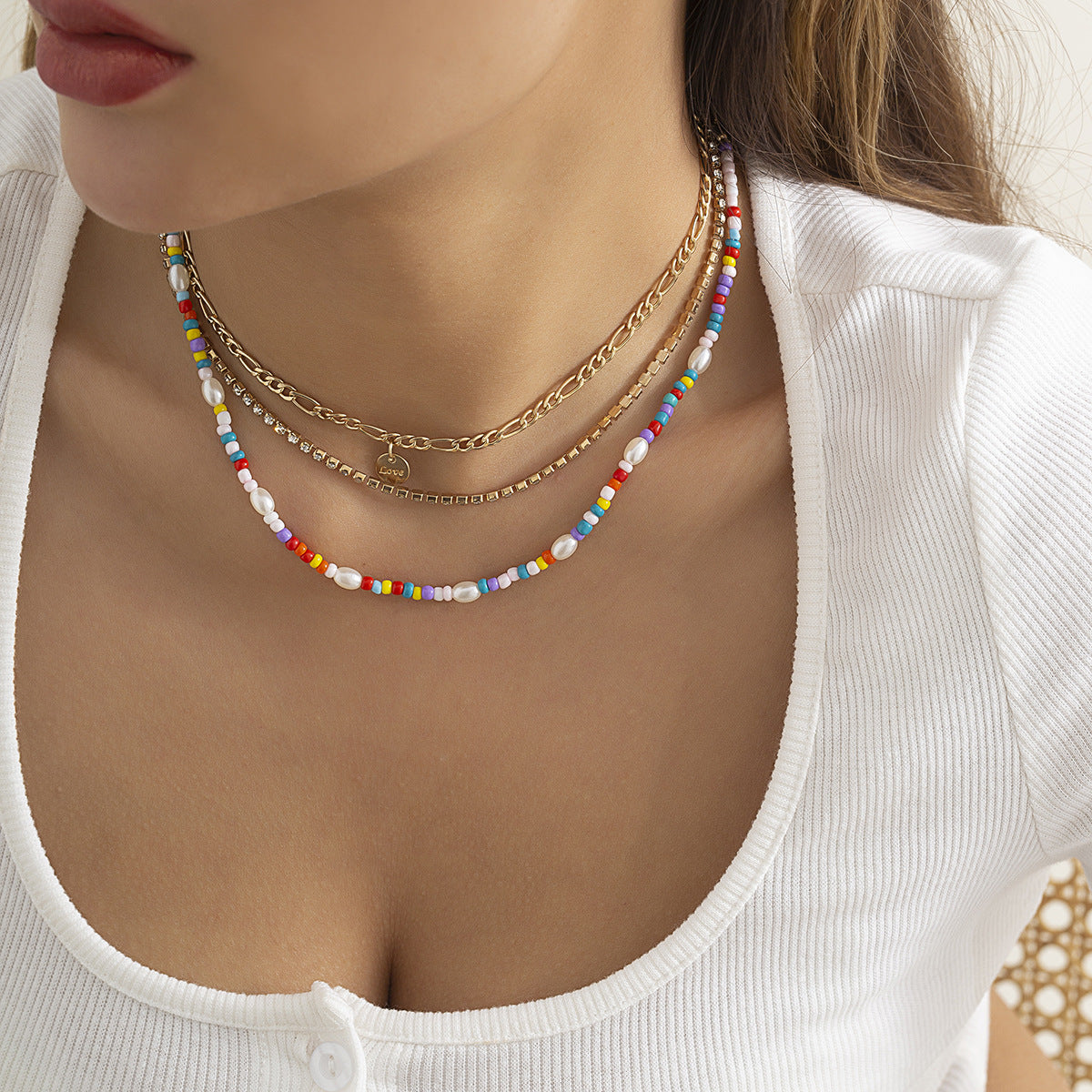 Statement Necklace Planderful Vienna Verve Multi Layer Claw Chain Beaded Ethnic Color Beads Imitation Pearl For Women