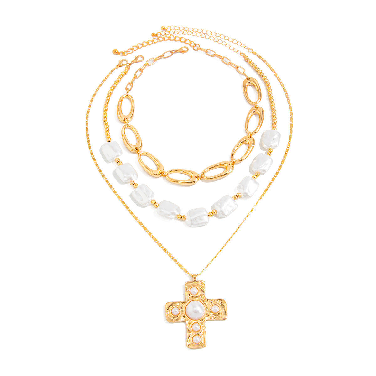 Punk Cross Pearl O-Link Necklace Collection