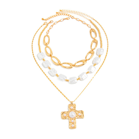 Punk Cross Pearl O-Link Necklace Collection