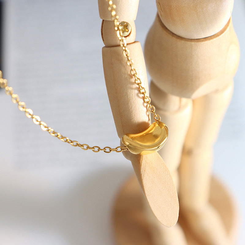 Luxe Gold Bean Collar Necklace - Hypoallergenic Titanium Steel Plated, European and American Design