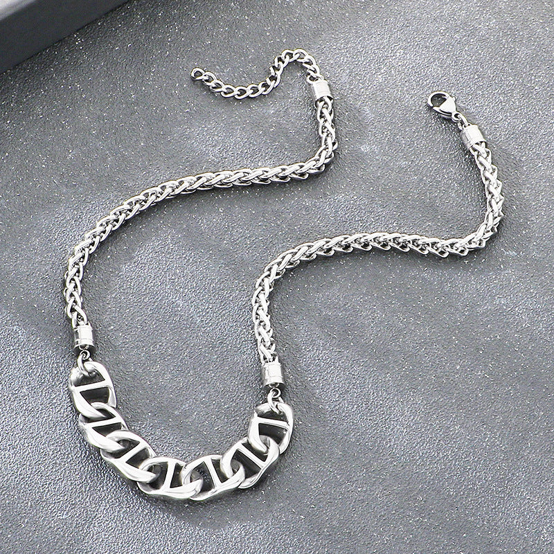 Collarbone Chain, Hip Hop Pig Nose Chain, Vacuum Electroplated Flower Basket Chain, Stainless Necklace