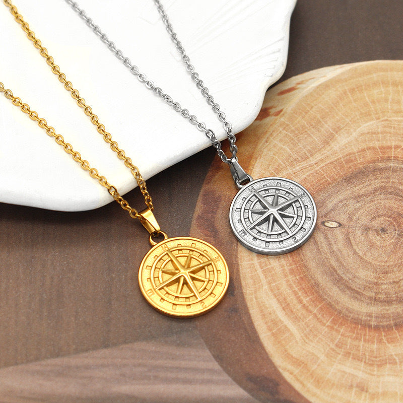 Planderful Personalized Compass Necklace For Women With Retro Steel Collarbone Chain Ideal Gift