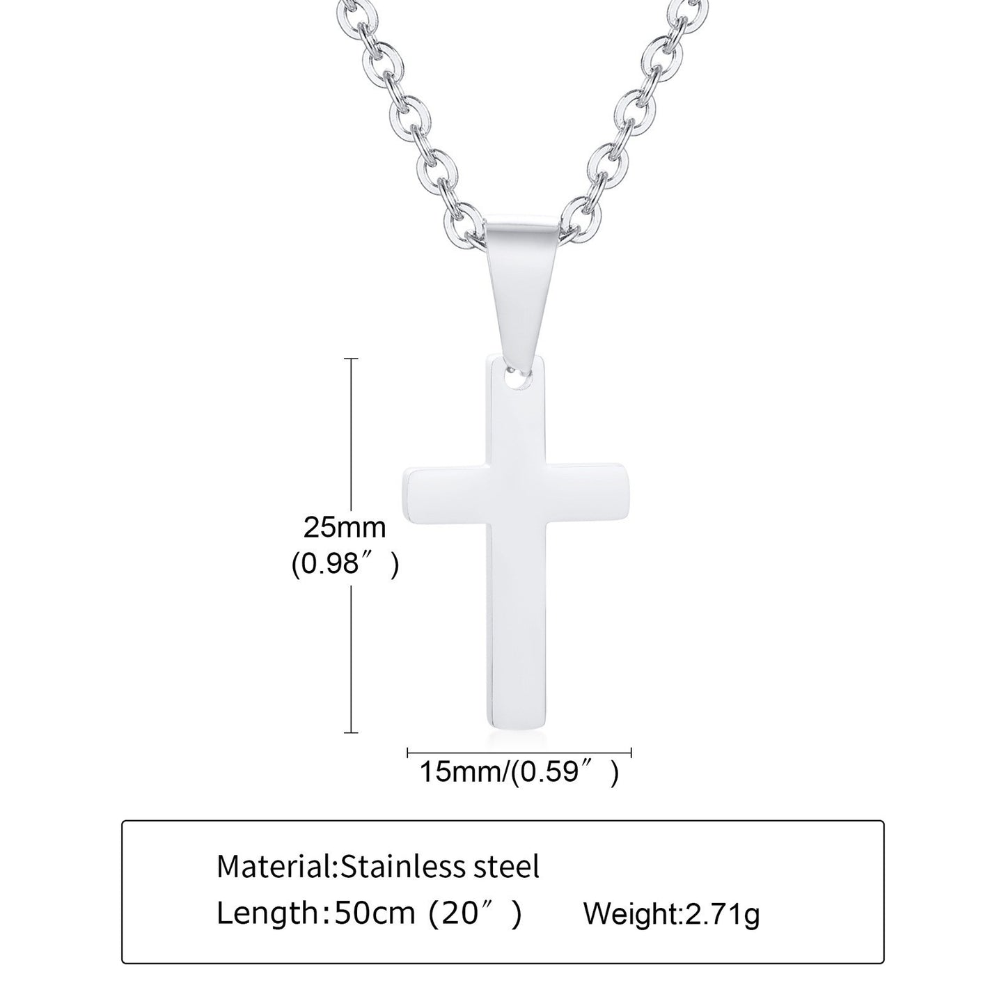 Planderful Stainless Steel Cross Necklace For Men Hip Hop