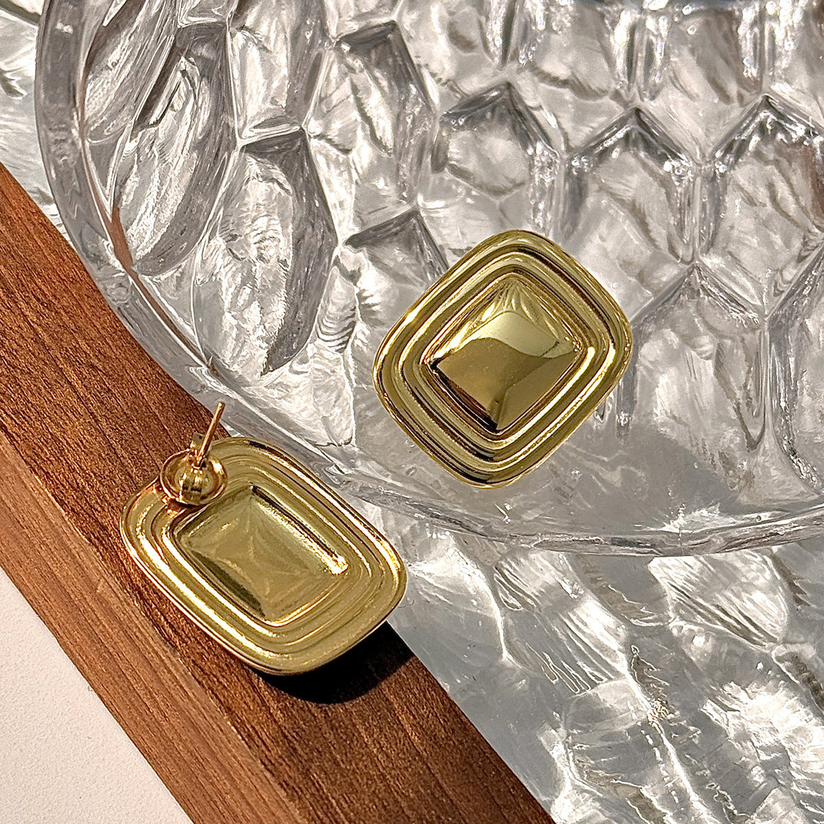 Square Stainless Steel Geometric Earrings By Planderful Vienna Verve Street Style 3D Statement Jewelry For Trendsetters