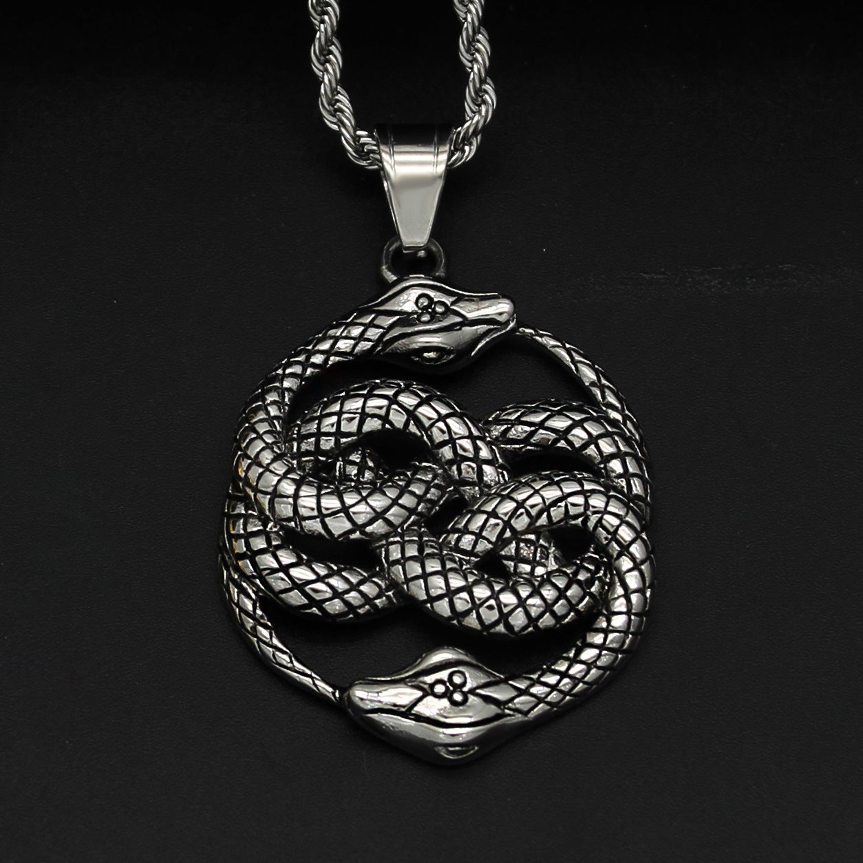 Steel Necklace – Vintage Snake Pendant