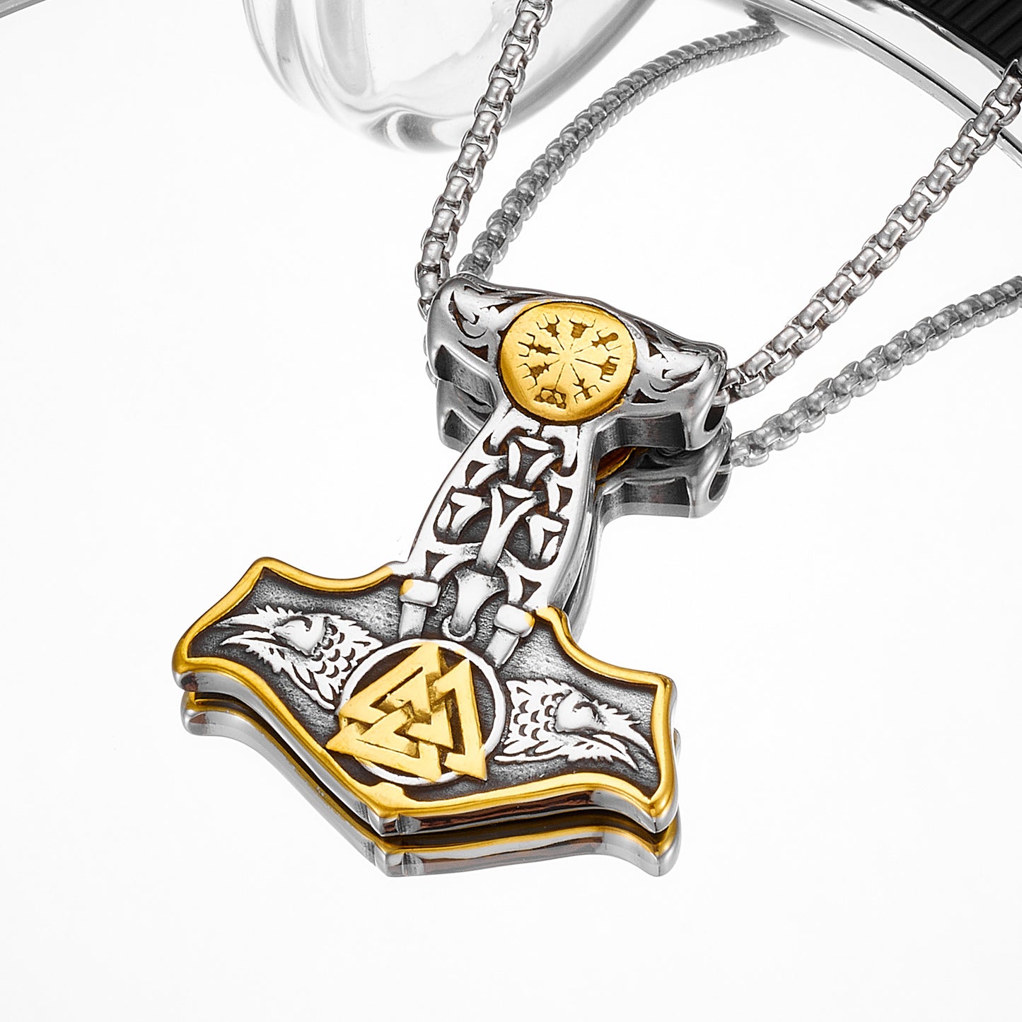 Planderful Thor Hammer Pendant Mjolnir Titanium Steel Unisex Protection Statement Jewelry For Men And Women