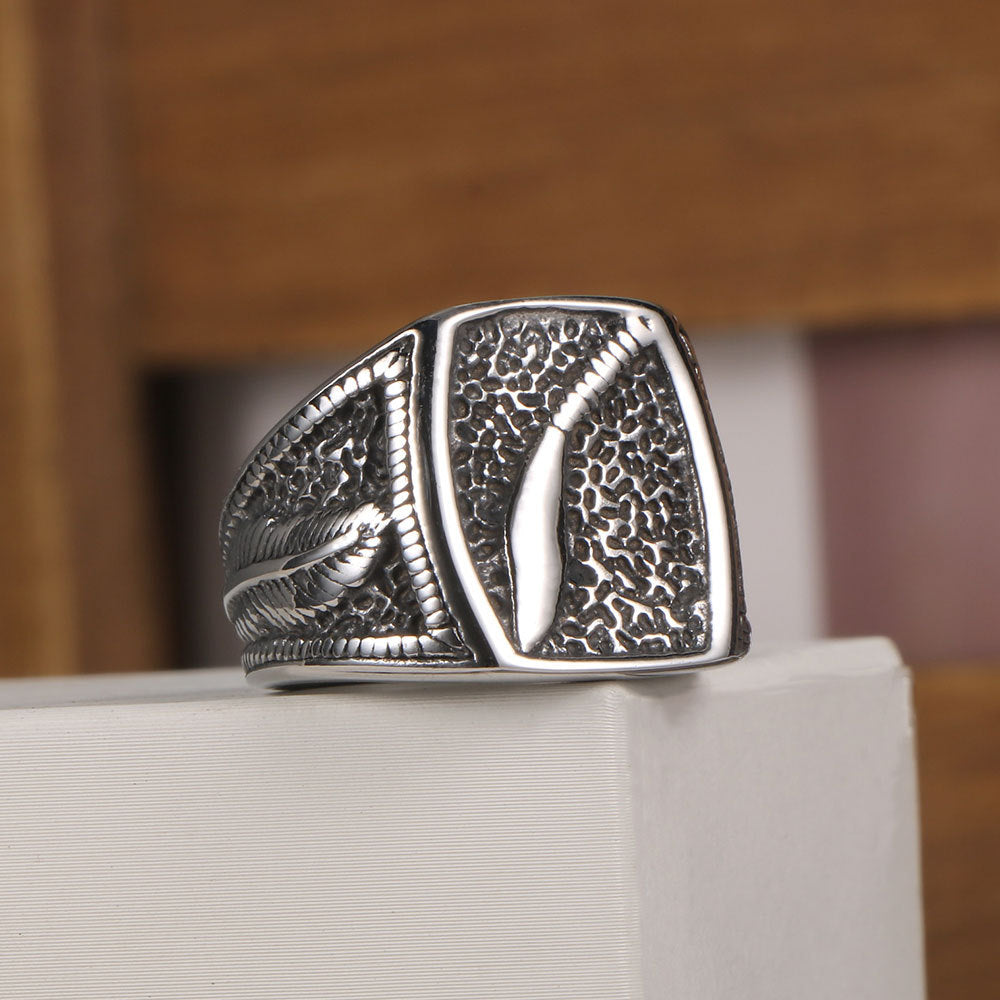 Non-Fading Nepalese Punk Titanium Steel Men's Ring Street Party Festival Ring