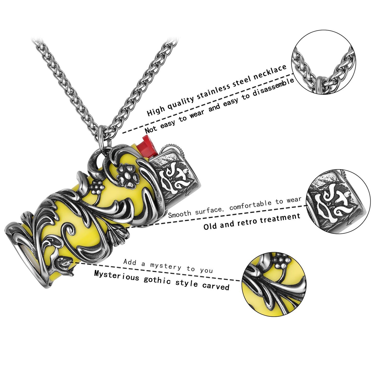 Steel Necklace – Elegant Everyday Genie Pendant For Everyday Wear And Gift For Men