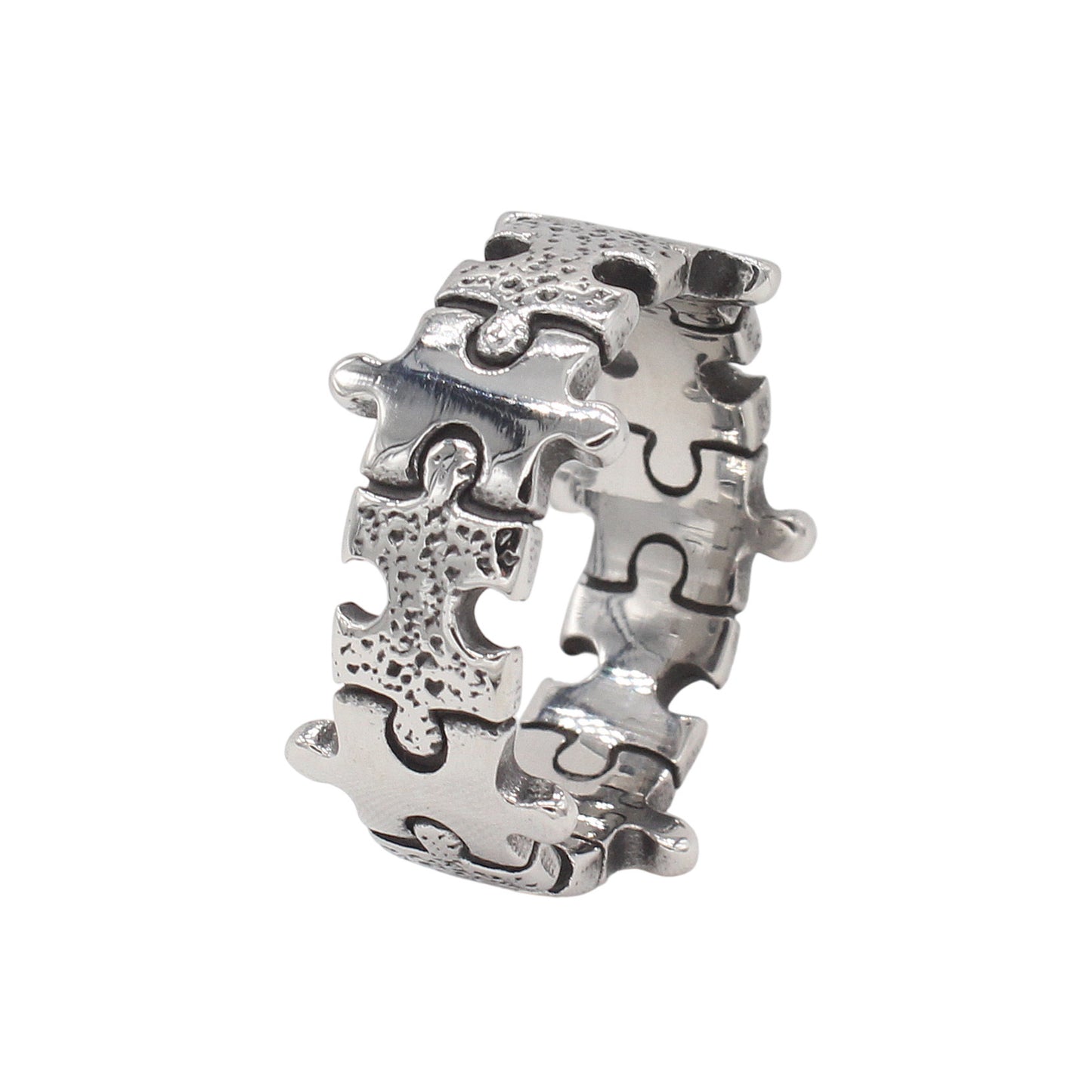 Planderful Jewelry Men's Titanium Steel Puzzle Ring, European American Vintage Style