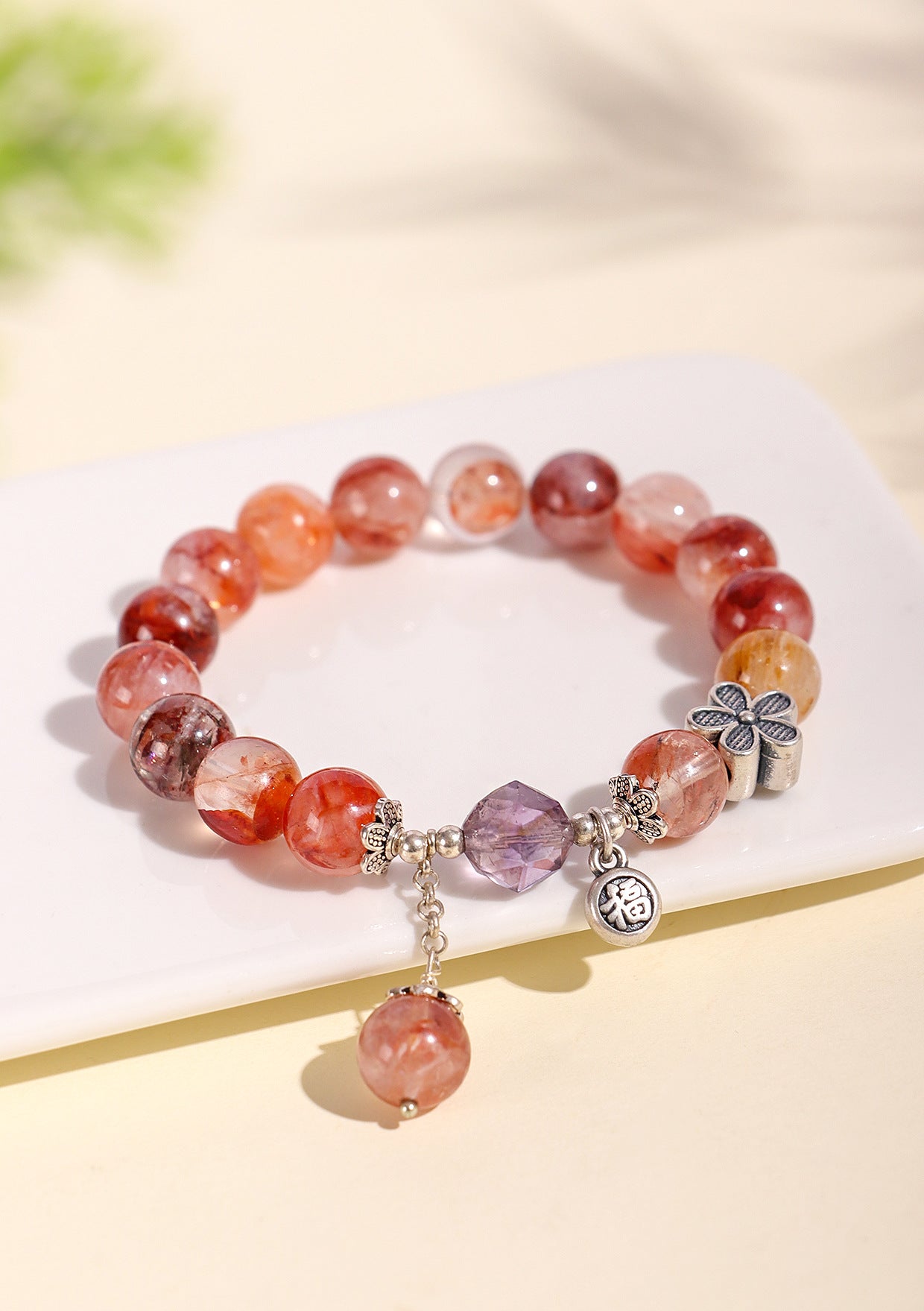 Planderful Fortune's Favor Amethyst Cut Beaded Bracelet – Elegant Women's Fashion Jewelry
