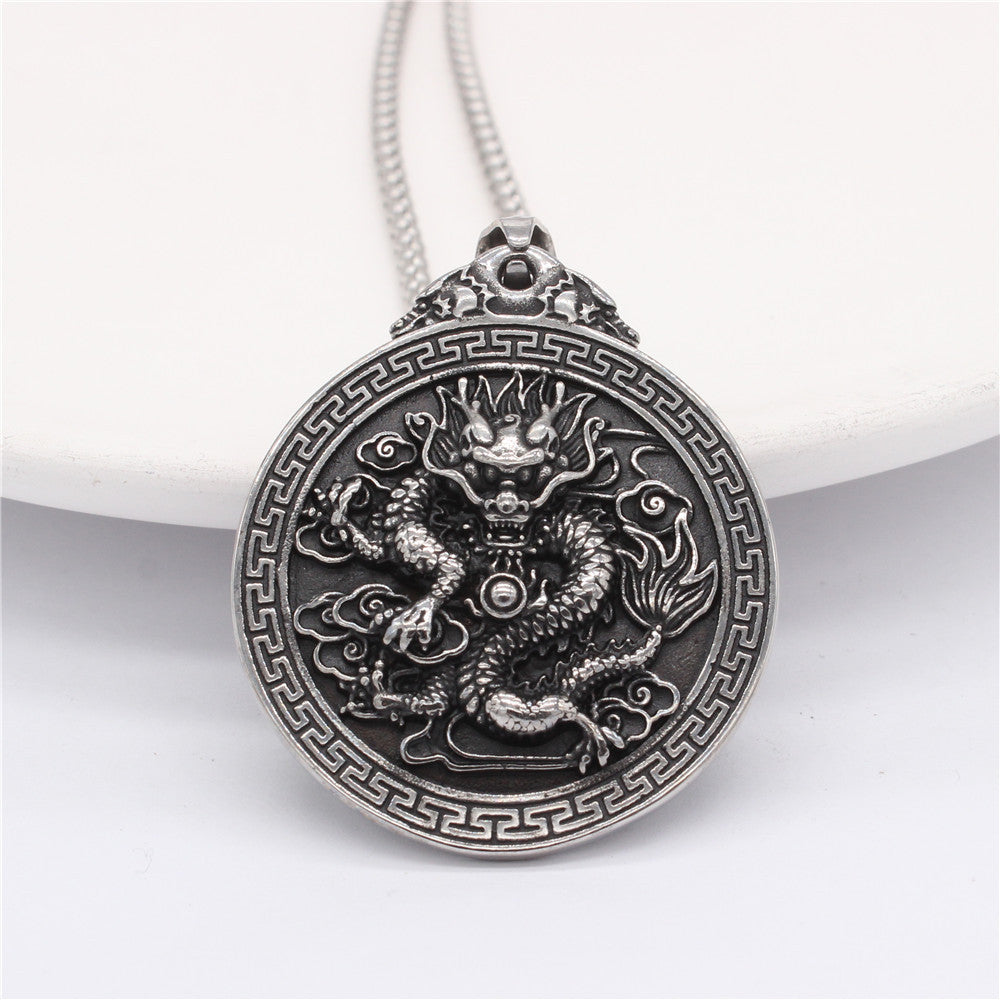 Dragon Pendant Durable Titanium Steel Unisex Necklace Protection Charm By Planderful For Men