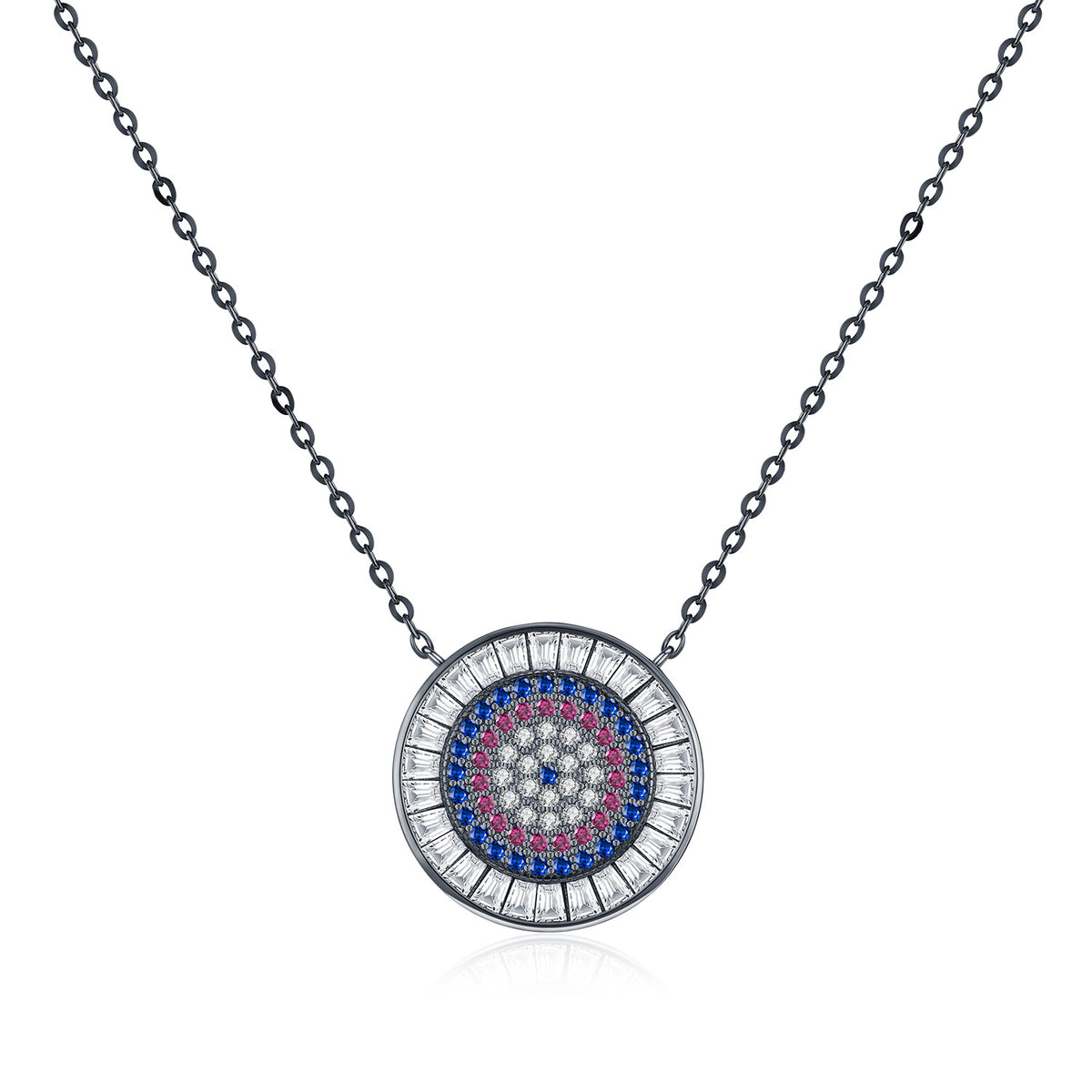 925 Sterling Silver Two-Tone Zircon Necklace