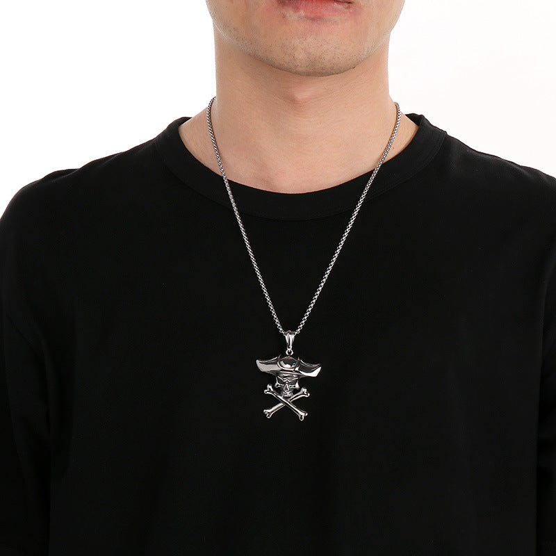Peripheral Film And Television Naval Style Pendant, Punk Rock Retro Stainless Steel Jack Necklace