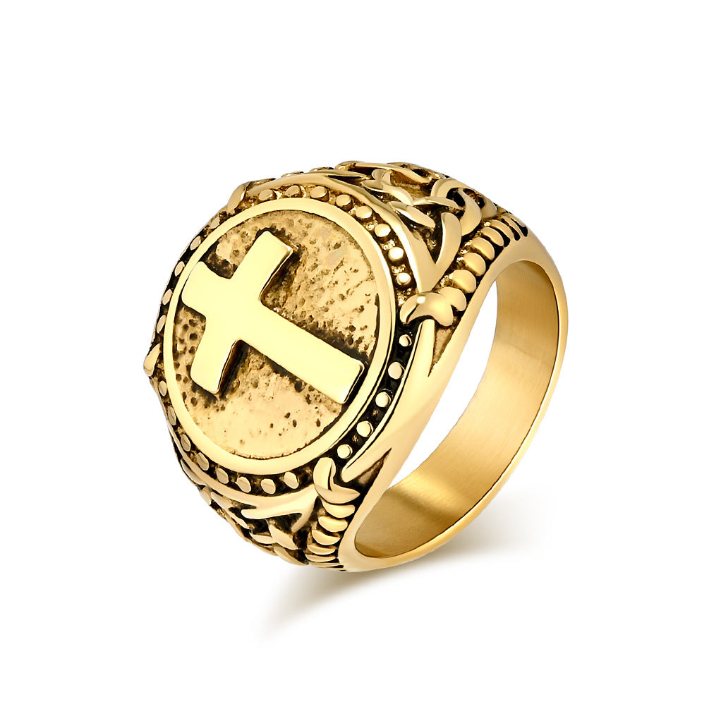 Steel Ring - Vintage Cross Ring For Men Stainless Steel Jewelry By Planderful Everyday Genie