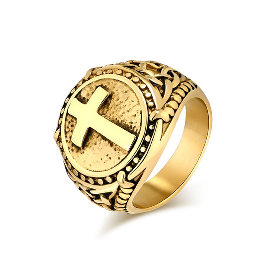Steel Ring - Vintage Cross Ring For Men Stainless Steel Jewelry By Planderful Everyday Genie