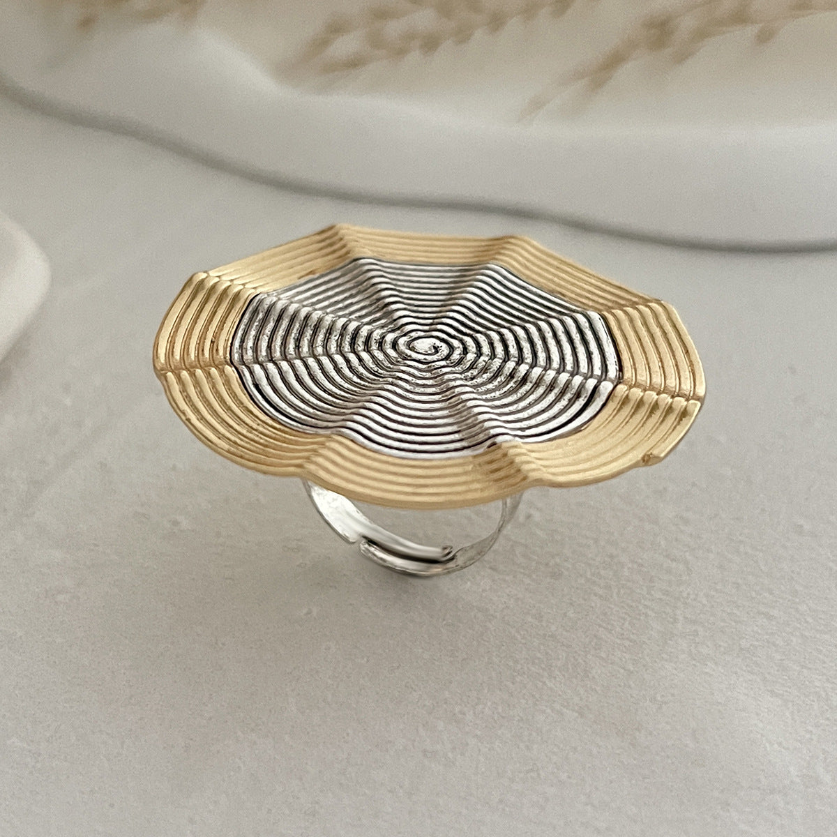 Planderful Vienna Verve Ring – Retro Geometric Design with Adjustable Fit