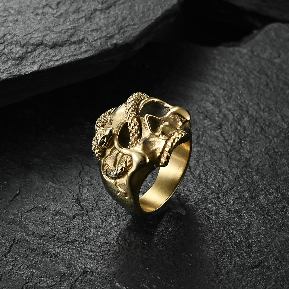 Planderful Viper Skull Ring In Dark Hip Hop Punk Style For Edgy Streetwear Fans Everyday Genie