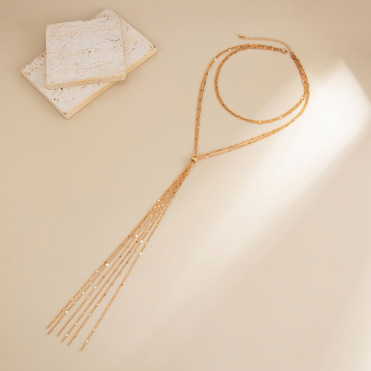 Creative Long Fringed Thin Chain Y-Shaped Back Chain Cold Metal Multi-Layer Necklace