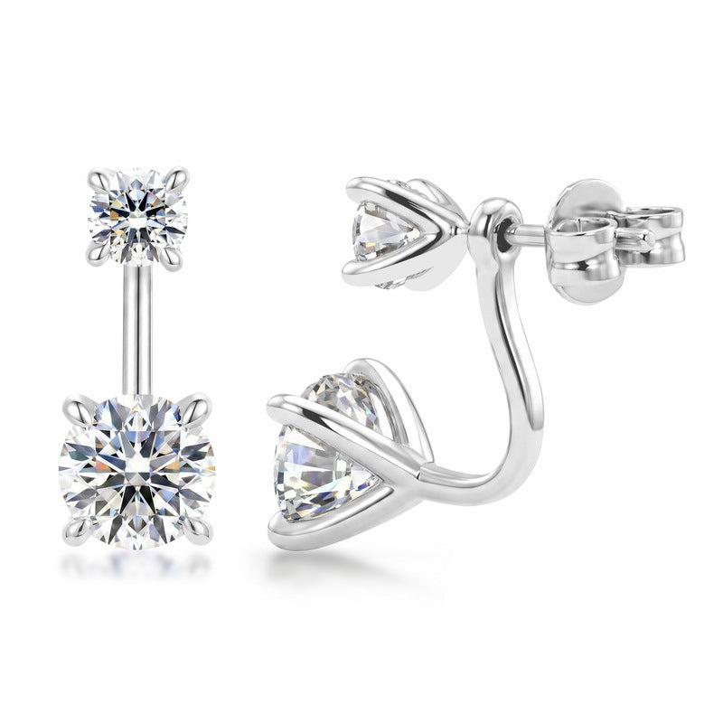 S925 Sterling Silver Moissanite Four-Prong Stud Earrings