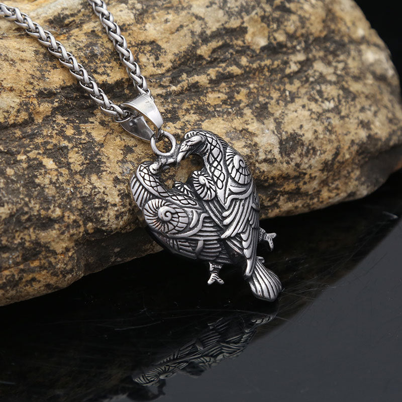 AliExpress Explosive Stainless Steel Crow Pendant Necklace