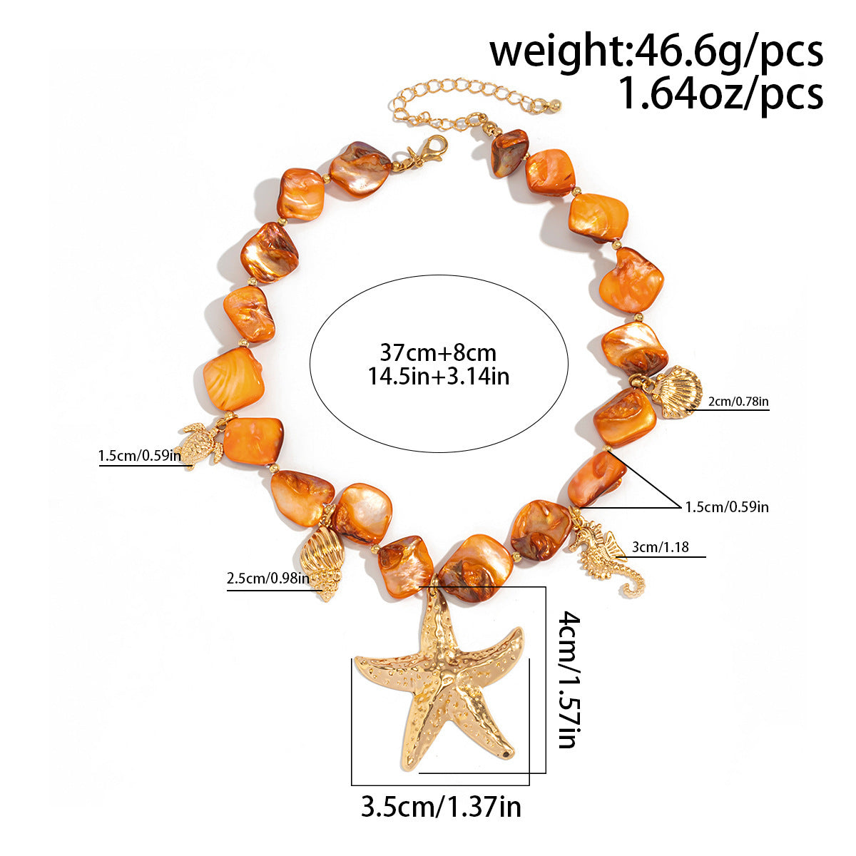 Ocean Wind Shell Piece Starfish Necklace Vacation Irregular Necklace