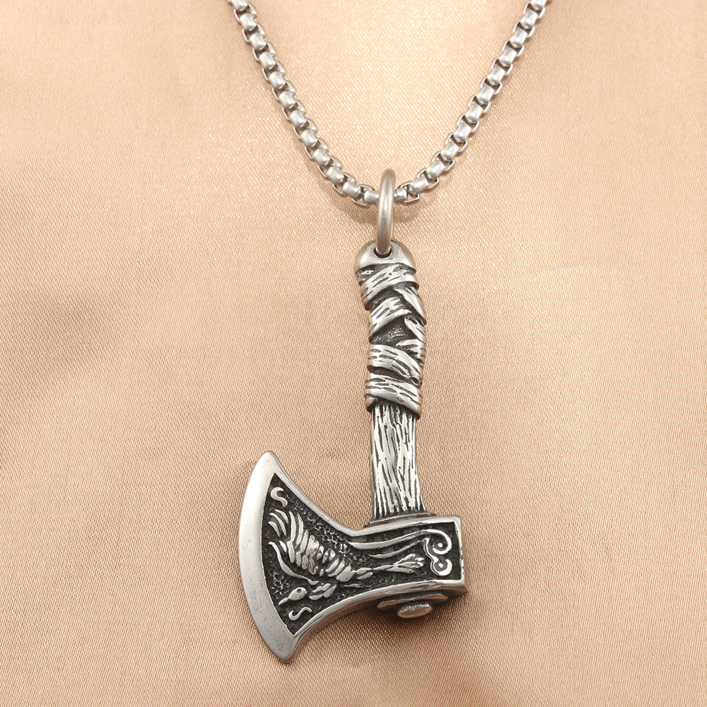 European And American Stainless Steel Axe Pendant Necklace