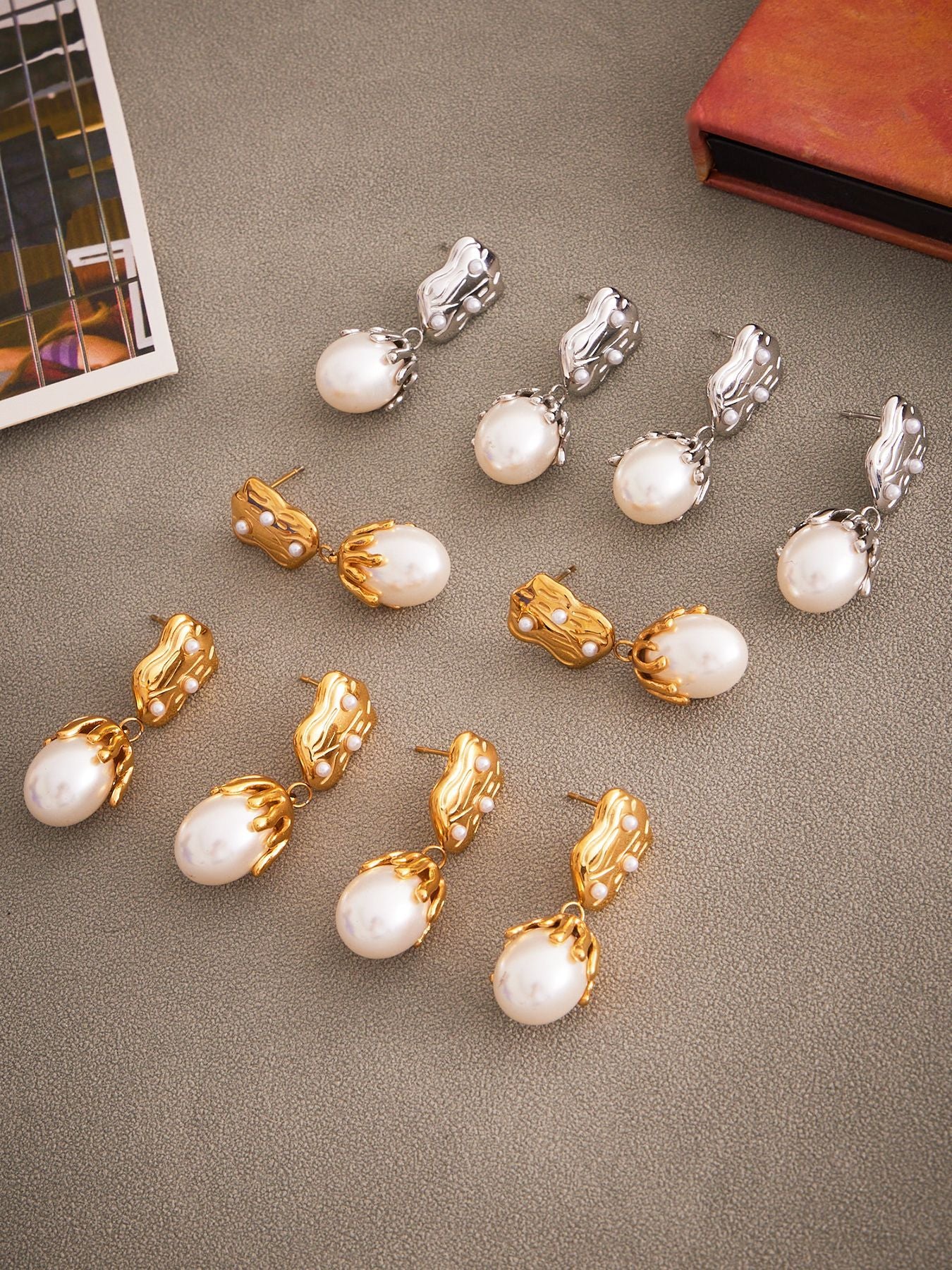 Planderful Baroque Pearl Earrings For Women 18K Gold Plated