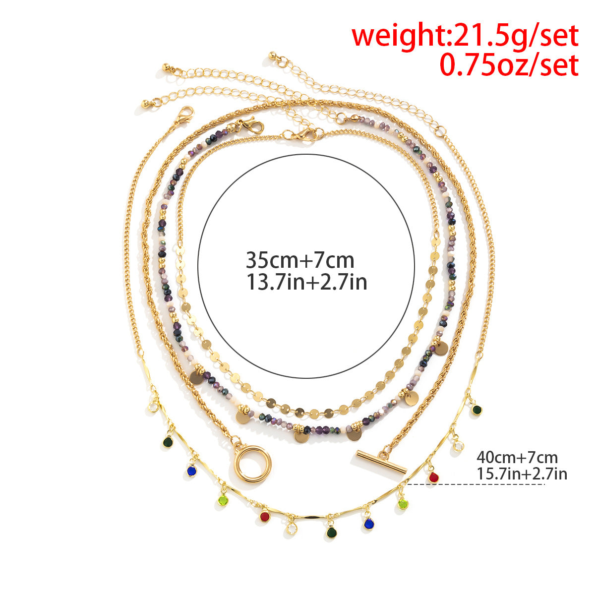 Ethnic Crystal-Style Fringe Necklace Set