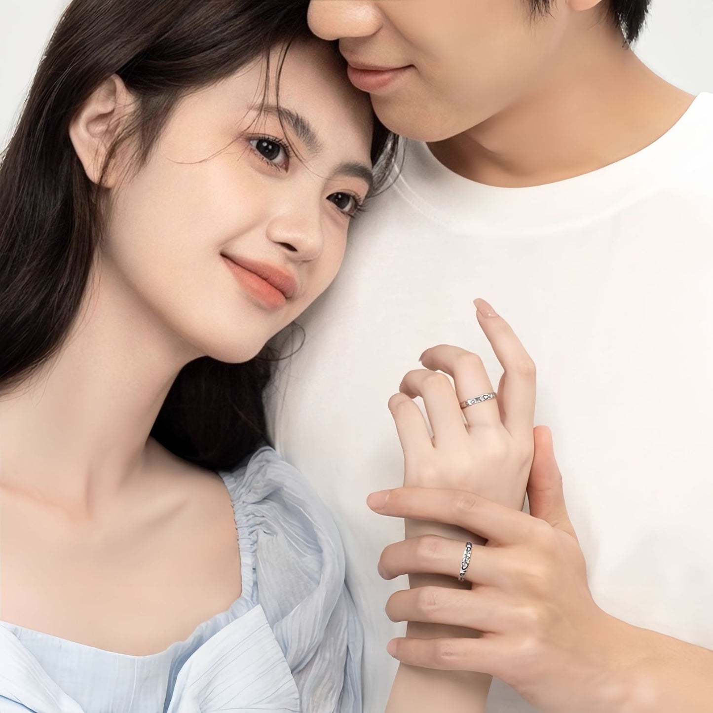 Planderful 925 Sterling Silver Couple Ring Set With Puppy Sticker Design Gift For Him And Her