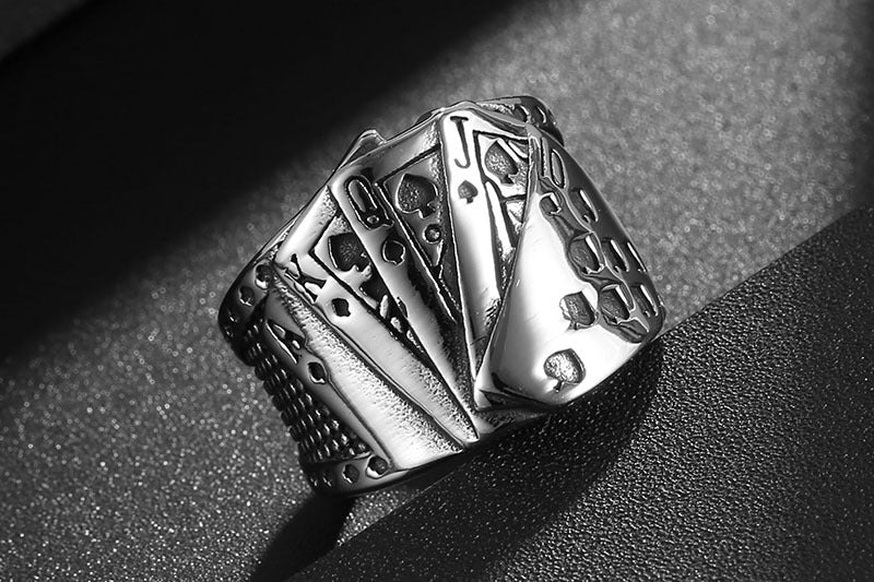 Personalized Playing Card Titanium Steel Ring For Men