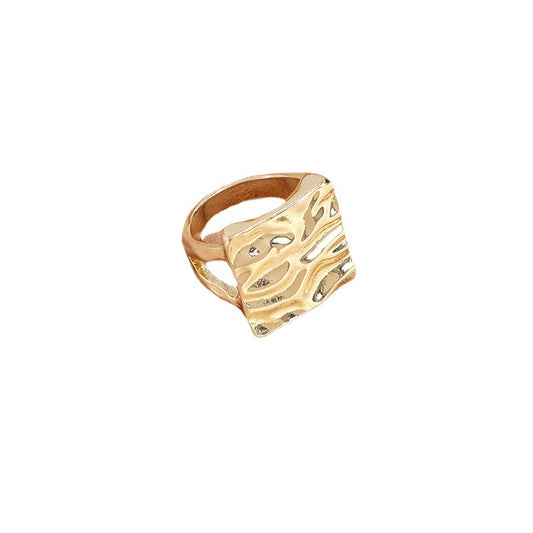 Square Metal Texture Ring - Chic Geometric Fashion Jewelry