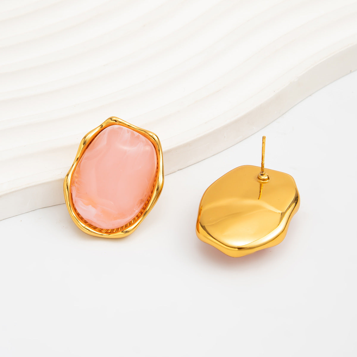 Planderful Vienna Verve Stainless Steel Irregular Concave Convex Stud Earrings For Women Geometric Statement Jewelry